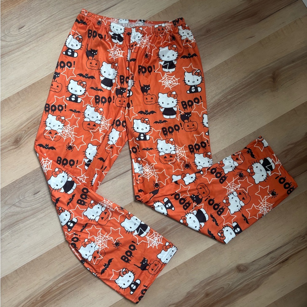 Spooky Hello Kitty Orange Pajama Bottoms | juniors S | fall Halloween Sanrio fun